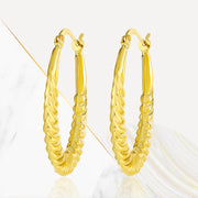 18K Real Gold Oval Loop Earrings