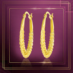 Load image into Gallery viewer, 18K Real Gold Oval Loop Earrings