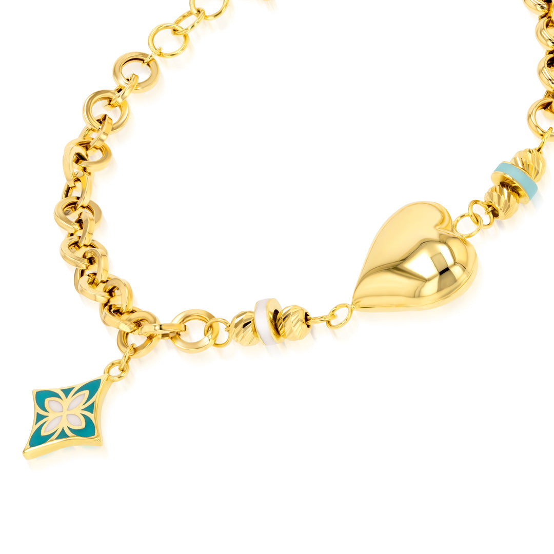 18K Real Gold Heart Seed Bracelet
