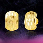 18K Real Gold Curved Square Screw Earring Set