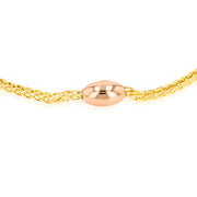 18K Real Gold 3 Color Oval Seed Bracelet