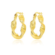 18K Real Gold Twisted Loop  Earrings