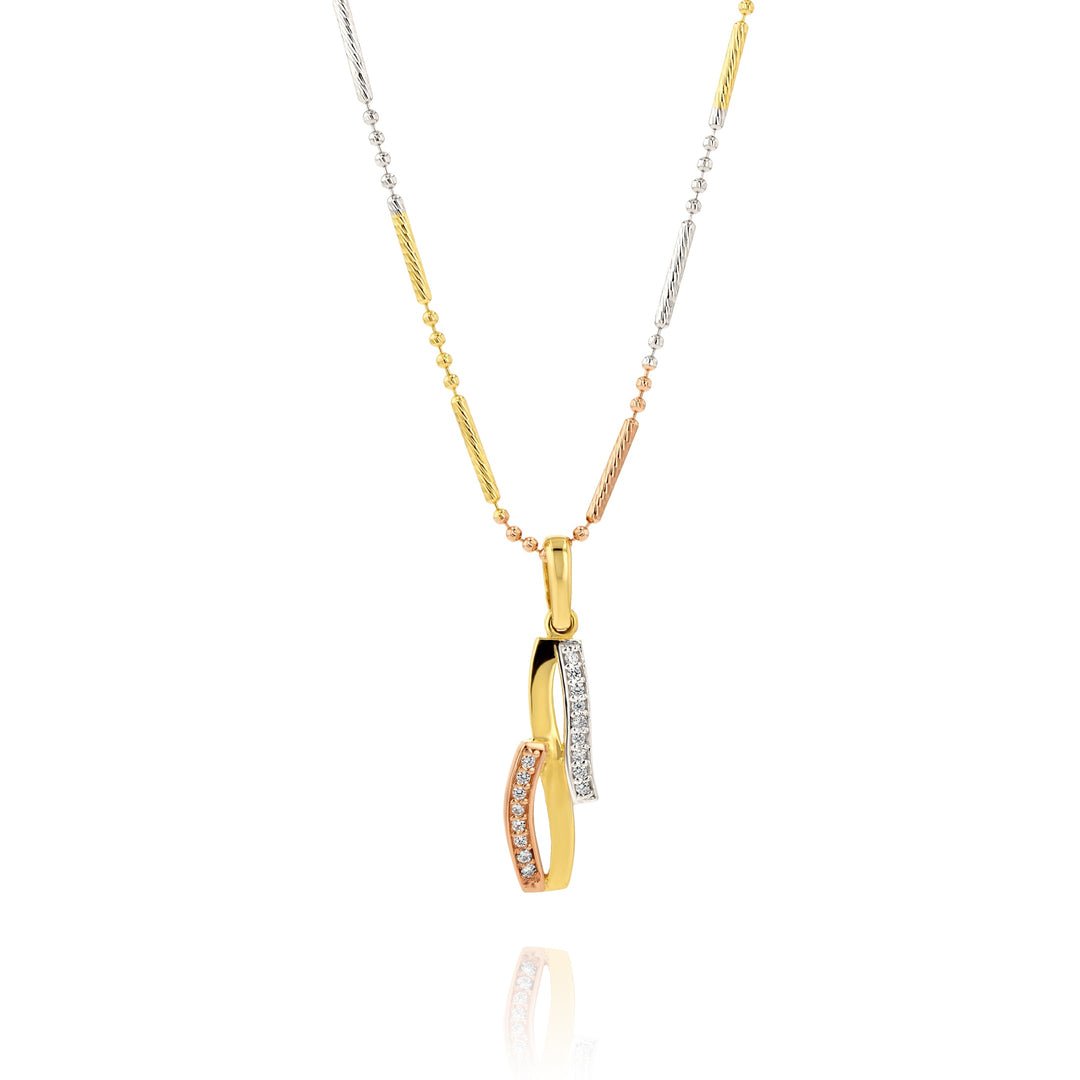 18K Real Gold TRI Color Necklace