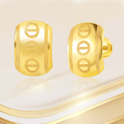 18K Real Gold Curved Square Screw Earring Set
