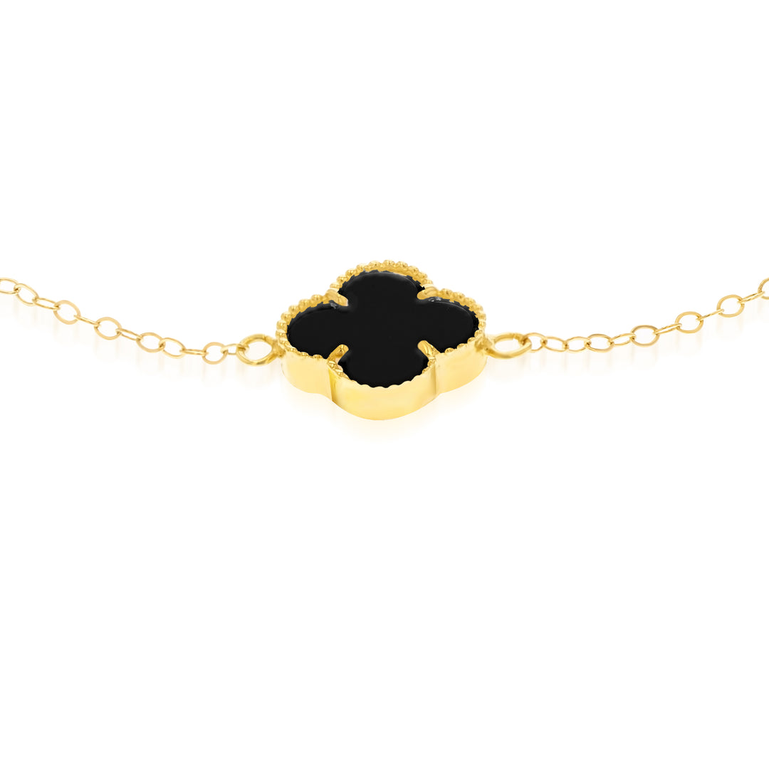18K Real Gold V.C Black Flower Bracelet