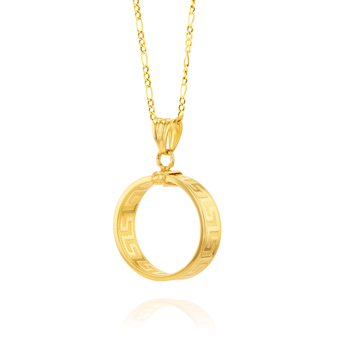 18K Real Gold Round Figaro Necklace