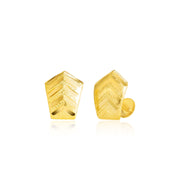 18K Real Gold Shield Shape Screw Earring Set