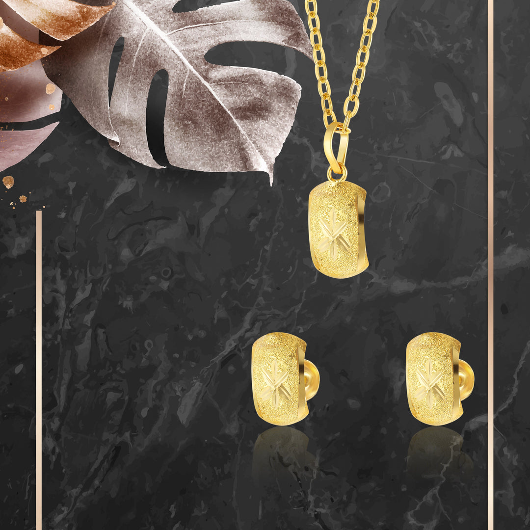 18K Real Gold Curved Square Screw Jewelry Set