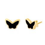 Load image into Gallery viewer, 18K Real Gold Black Butterfly Earring Set
