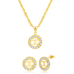 Load image into Gallery viewer, 18K Real Gold C.H Round Stone Jewelry Set