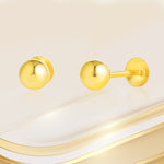 Load image into Gallery viewer, 18K Real Gold Ball Screw Earring Set
