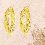 Load image into Gallery viewer, 18K Real Gold Twisted Round Loop Earrings
