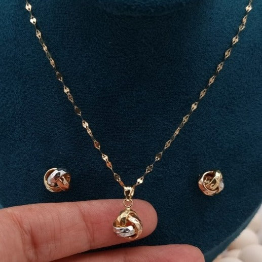 18K Real Gold Knot Jewelry Set