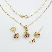 18K Real Gold 3 Color Knot Jewelry Set