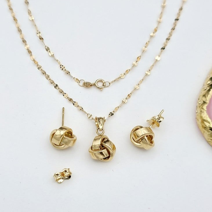 18K Real Gold Knot Jewelry Set