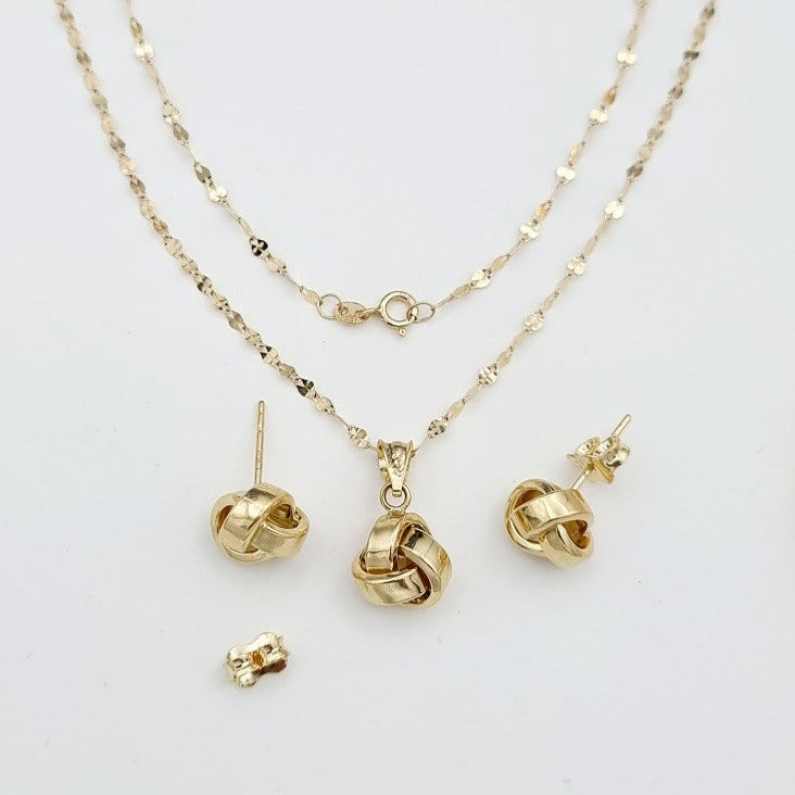 18K Real Gold Knot Jewelry Set