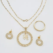 18K Real Gold Round Love Jewelry Set