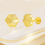 Load image into Gallery viewer, 18K Real Gold Fine Flower Screw Earring Set
