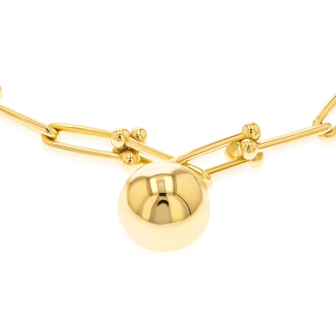 18K Real Gold U-Link Ball Bracelet