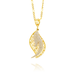 Load image into Gallery viewer, 18K Real Gold Curved Oval Figaro Necklace