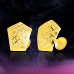 Load image into Gallery viewer, 18K Real Gold Shield Shape Screw Earring Set
