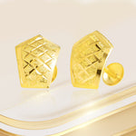 Load image into Gallery viewer, 18K Real Gold Shield Shape Screw Earring Set
