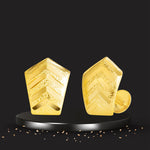 Load image into Gallery viewer, 18K Real Gold Shield Shape Screw Earring Set
