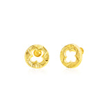 Load image into Gallery viewer, 18K Real Gold Round Hollow Flower Screw Earring Set
