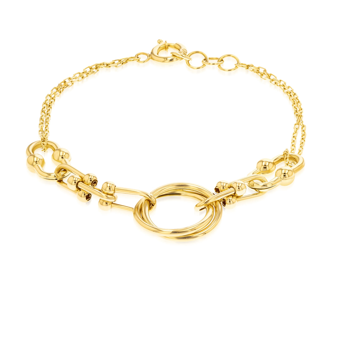 18K Real Gold U-Link Circle Bracelet