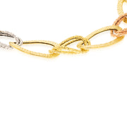 18K Real Gold Multi Color Oval Linked Bracelet