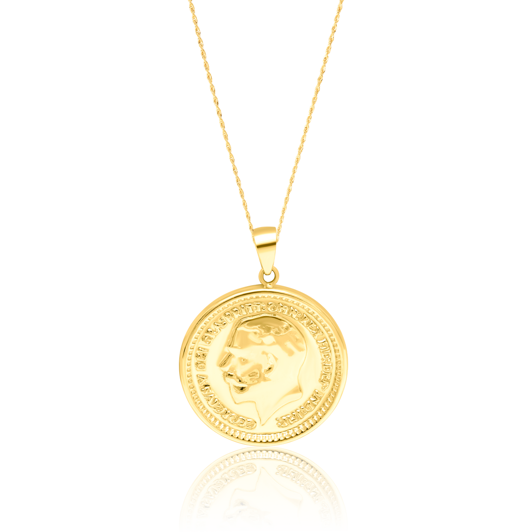 18K Real Gold Round Frame Necklace