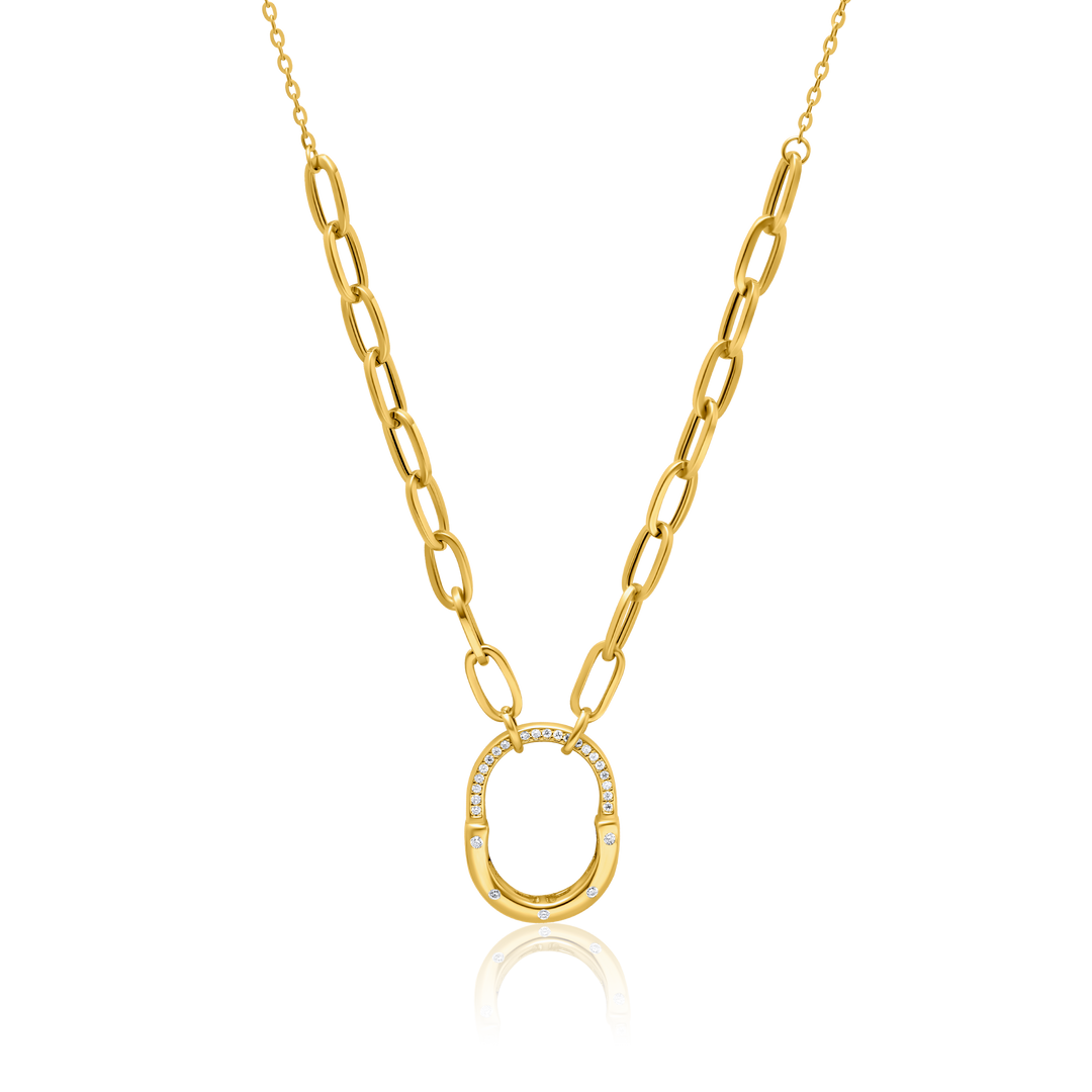 18K Real Gold Elegant Linked Stone Jewelry Set