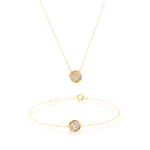 Load image into Gallery viewer, 18K Real Gold Round Pink L.V Jewelry Set
