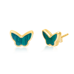 Load image into Gallery viewer, 18K Real Gold Green Butterfly Earring Set
