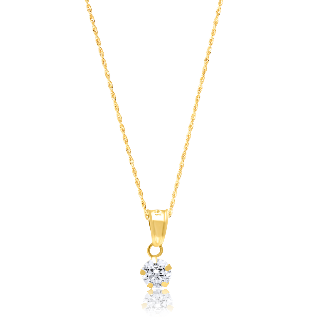 18K Real Gold Flower Stone Necklace
