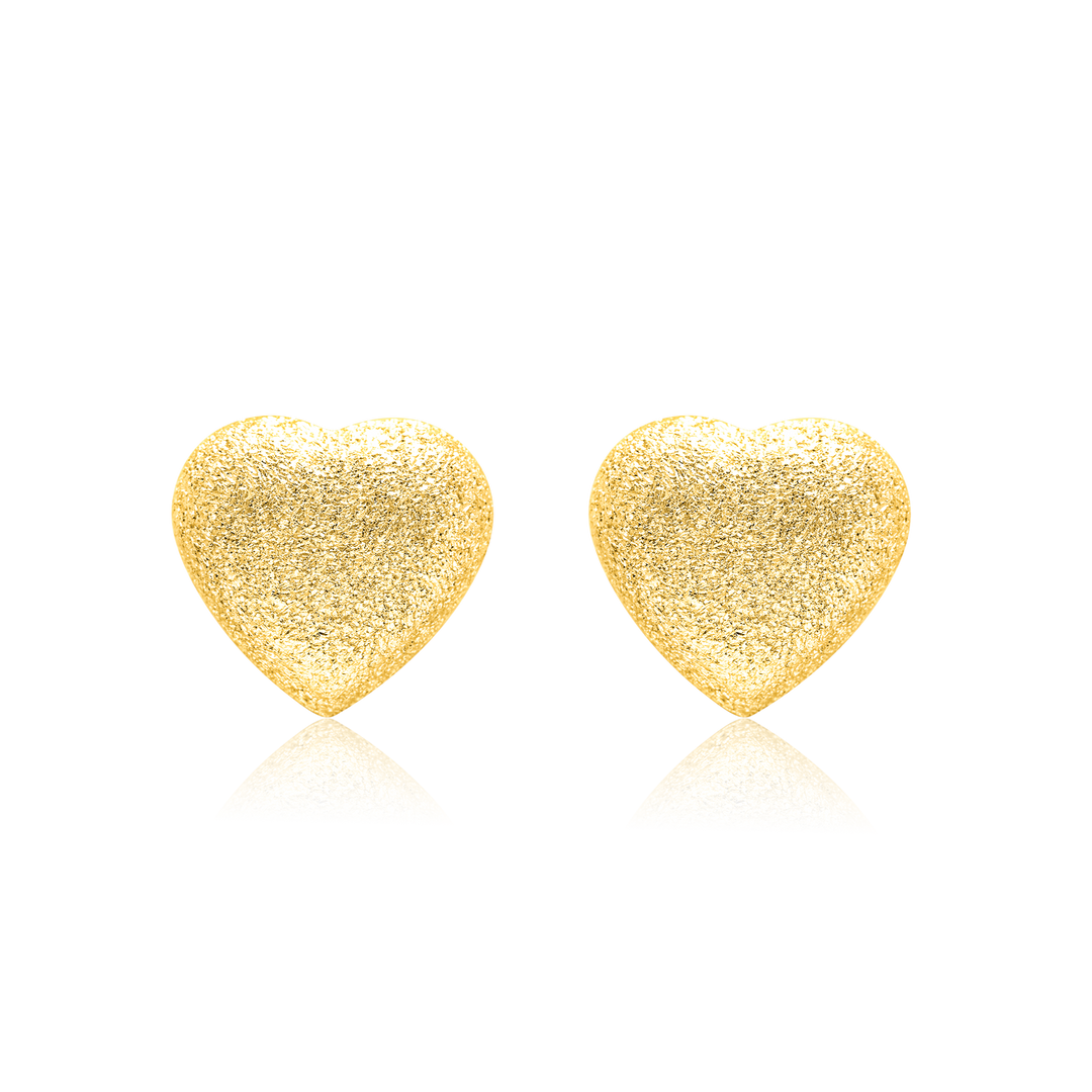 18K Real Gold Heart Earring Set