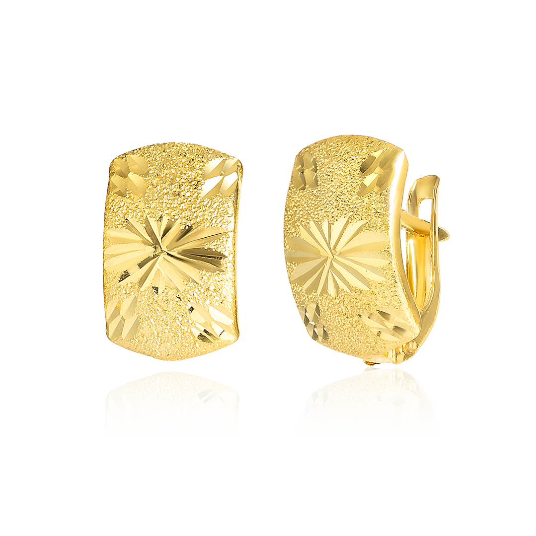 18K Real Gold Clip Earrings – Hamsa Gold - Main Image
