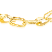 18K Real Gold Square Twisted Oval Linked Bracelet