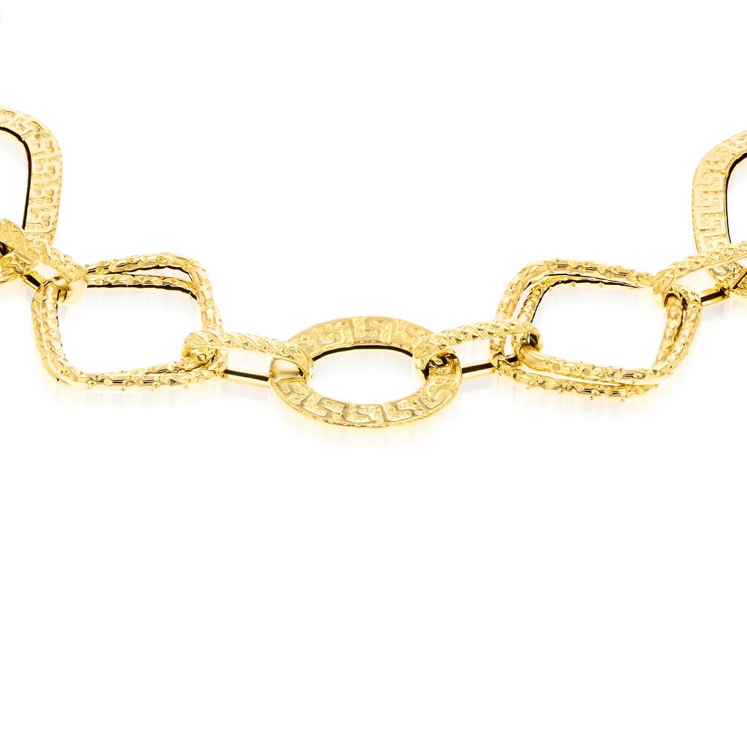 18K Real Gold Oval Linked Bracelet
