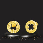 Load image into Gallery viewer, 18K Real Gold Round Hollow Flower Screw Earring Set
