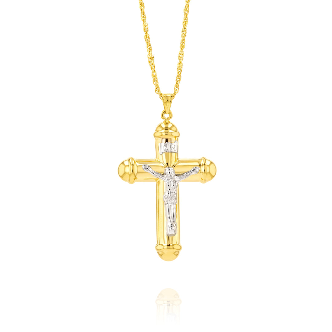 18K Real Gold Jesus Cross Necklace