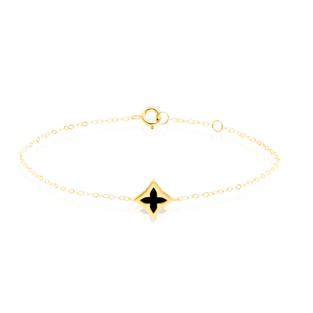 18K Real Gold Black Star Bracelet