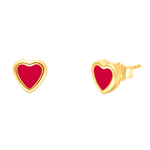 Load image into Gallery viewer, 18K Real Gold Red Heart Earring Set
