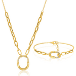Load image into Gallery viewer, 18K Real Gold Elegant Linked Stone Jewelry Set

