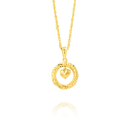 18K Real Gold Circle Heart Necklace