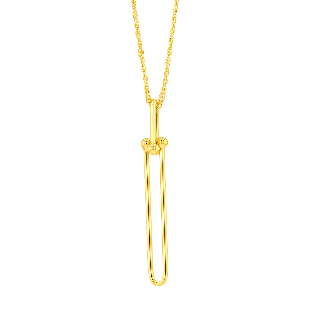 18K Real Gold Long U-Link Necklace