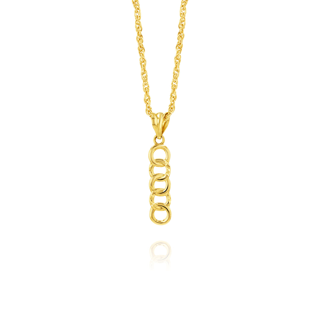 18K Real Gold Hanging Circles Necklace