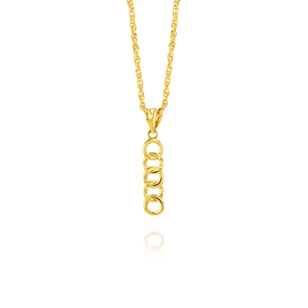18K Real Gold Hanging Circles Necklace