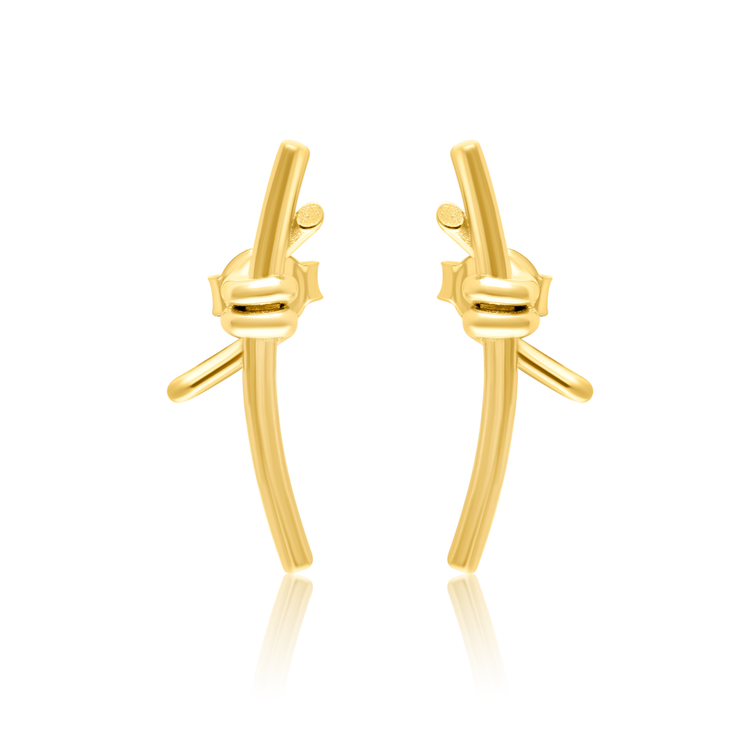 18K Real Gold Knot Earring Set