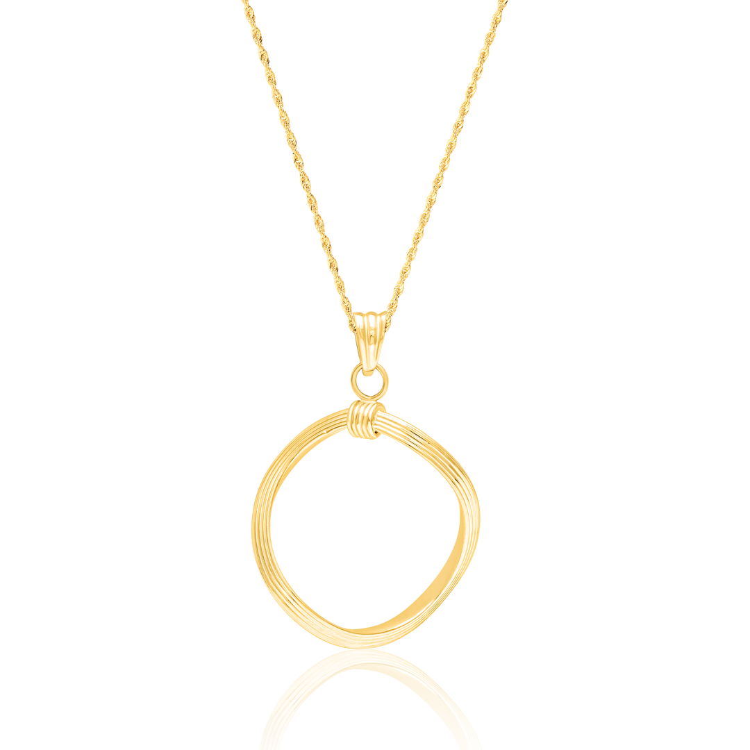 18K Real Gold Twisted Round Necklace